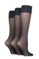 Ladies 3 Pair Charnos 15 Denier Sheer Knee Highs - Navy