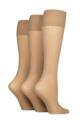 Ladies 3 Pair Charnos 15 Denier Sheer Knee Highs - Champagne