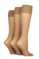 Ladies 3 Pair Charnos 15 Denier Sheer Knee Highs - Sherry