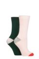 Ladies 2 Pair Caroline Gardner Cashmere and Merino Wool Blend Socks - Pink / Green