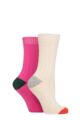Ladies 2 Pair Caroline Gardner Cashmere and Merino Wool Blend Socks - Snow / Pink