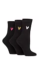 Women's 3 Pair Caroline Gardner Patterned Cotton Socks - Black Heart