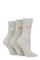 Ladies 3 Pair Caroline Gardner Patterned Cotton Socks - Grey Heart