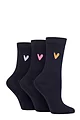 Women's 3 Pair Caroline Gardner Patterned Cotton Socks - Navy Heart