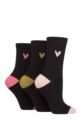 Women's 3 Pair Caroline Gardner Patterned Cotton Socks - Black / PGP