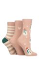 Ladies 3 Pair Caroline Gardner Christmas Patterned Cotton Socks - Snowman