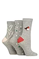 Women's 3 Pair Caroline Gardner Christmas Patterned Cotton Socks - Robin
