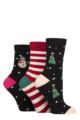 Ladies 3 Pair Caroline Gardner Christmas Patterned Cotton Socks - Tree