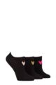 Ladies 3 Pair Caroline Gardner Patterned Cotton Trainer Socks - Black Heart