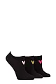 Women's 3 Pair Caroline Gardner Patterned Cotton Trainer Socks - Black Heart