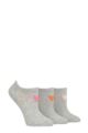 Ladies 3 Pair Caroline Gardner Patterned Cotton Trainer Socks - Grey Heart