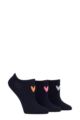 Ladies 3 Pair Caroline Gardner Patterned Cotton Trainer Socks - Navy Heart