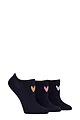 Women's 3 Pair Caroline Gardner Patterned Cotton Trainer Socks - Navy Heart