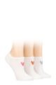 Ladies 3 Pair Caroline Gardner Patterned Cotton Trainer Socks - White Heart