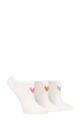 Ladies 3 Pair Caroline Gardner Patterned Cotton Trainer Socks - White Heart