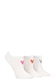 Women's 3 Pair Caroline Gardner Patterned Cotton Trainer Socks - White Heart