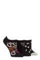 Ladies 3 Pair Caroline Gardner Patterned Cotton Trainer Socks - All Over Hearts Black