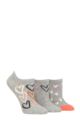 Ladies 3 Pair Caroline Gardner Patterned Cotton Trainer Socks - All Over Hearts Light Grey