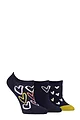 Women's 3 Pair Caroline Gardner Patterned Cotton Trainer Socks - All Over Hearts Navy