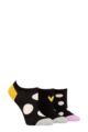 Ladies 3 Pair Caroline Gardner Patterned Cotton Trainer Socks - Black Spots