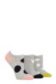 Ladies 3 Pair Caroline Gardner Patterned Cotton Trainer Socks - Grey Spots