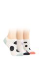 Ladies 3 Pair Caroline Gardner Patterned Cotton Trainer Socks - White Spots