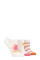 Ladies 3 Pair Caroline Gardner Patterned Cotton Trainer Socks - White Flowers