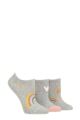 Ladies 3 Pair Caroline Gardner Patterned Cotton Trainer Socks - Grey Rainbow