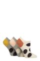 Women's 3 Pair Caroline Gardner Patterned Cotton Trainer Socks - Spot Cream / Grey