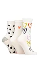 Women's 3 Pair Caroline Gardner Patterned Cotton Socks - Heart Outline White