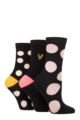Ladies 3 Pair Caroline Gardner Patterned Cotton Socks - Black Spots