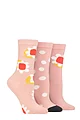Women's 3 Pair Caroline Gardner Patterned Cotton Socks - Pink Flowers