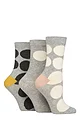 Women's 3 Pair Caroline Gardner Patterned Cotton Socks - Large Spots Light Grey