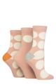 Ladies 3 Pair Caroline Gardner Patterned Cotton Socks - Large Spots Pink