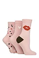 Women's 3 Pair Caroline Gardner Patterned Cotton Socks - Lips / Heart / Spot