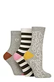 Women's 3 Pair Caroline Gardner Patterned Cotton Socks - Small Heart Outline Grey