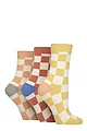 Women's 3 Pair Caroline Gardner Patterned Cotton Socks - Checkers