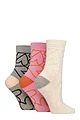 Women's 3 Pair Caroline Gardner Patterned Cotton Socks - Large Hearts