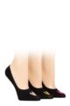 Ladies 3 Pair Caroline Gardner Casual Shoe Liner Socks - Hearts Black