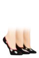 Ladies 3 Pair Caroline Gardner Casual Shoe Liner Socks - Spots and Hearts Black