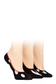 Women's 3 Pair Caroline Gardner Casual Shoe Liner Socks - Spots and Hearts Black