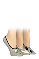 Women's 3 Pair Caroline Gardner Casual Shoe Liner Socks - Flower / Heart / Spots Grey