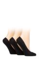 Ladies 3 Pair Caroline Gardner Plain Cotton No-Show Shoe Liner Socks - Black