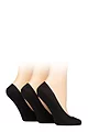 Women's 3 Pair Caroline Gardner Plain Cotton No-Show Shoe Liner Socks - Black