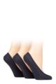 Ladies 3 Pair Caroline Gardner Plain Cotton No-Show Shoe Liner Socks - Navy