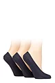 Women's 3 Pair Caroline Gardner Plain Cotton No-Show Shoe Liner Socks - Navy