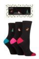 Ladies 3 Pair Caroline Gardner Flat Christmas Gift Boxed Embroidered Socks - Assorted