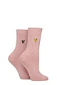 Women's 2 Pair Caroline Gardner Bamboo Ribbed Light Weight Boot Socks - Pink Gold / Charcoal