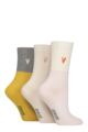 Women's 3 Pair Caroline Gardner Bamboo Ribbed Lightweight Lesiure Socks - Pink / Cream / Grey / Mustard