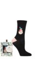 Ladies 1 Pair Caroline Gardner Christmas Foliage Gift Boxed Cotton Socks - Snowman